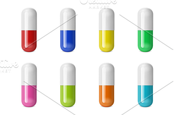 Medical pill. Vector set.  in Illustrations - product preview 5