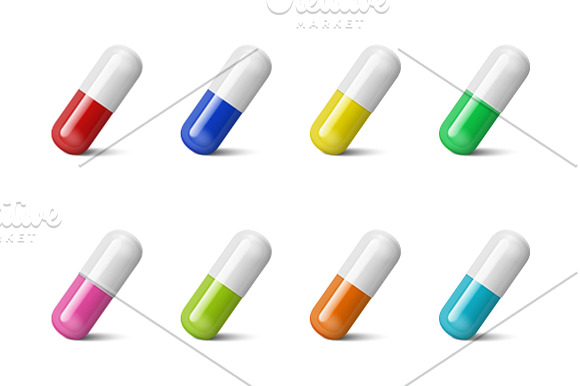 Medical pill. Vector set.  in Illustrations - product preview 6
