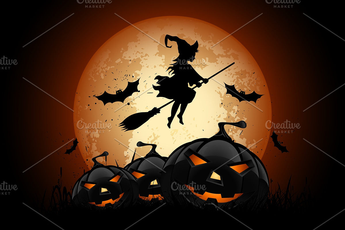 Halloween Illustration with Witch in Illustrations - product preview 8