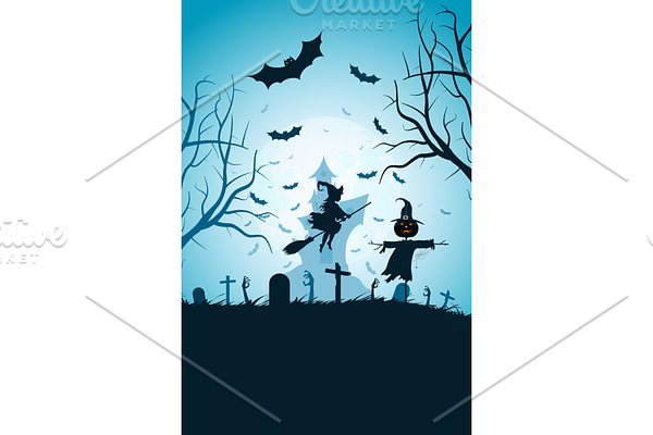 Halloween Illustration with Witch