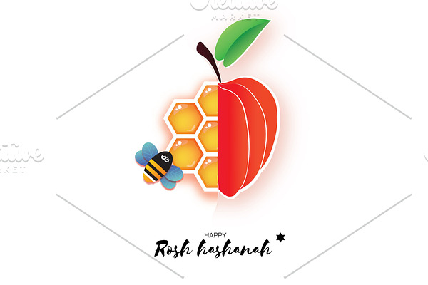 Red ripe apple and gold honeycomb