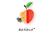 Red ripe apple and gold honeycomb