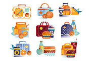 Vector set of icons with lunch