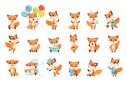 Cute little foxes showing various