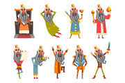 Set of funny king in various