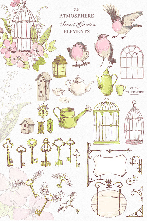 Secret Garden graphic kit in Illustrations - product preview 5