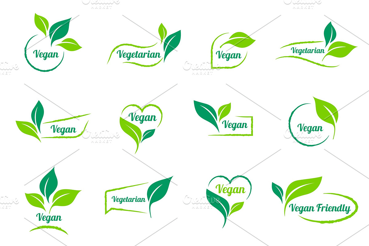 Bio, Ecology. Vector vegan sticker in Illustrations - product preview 8