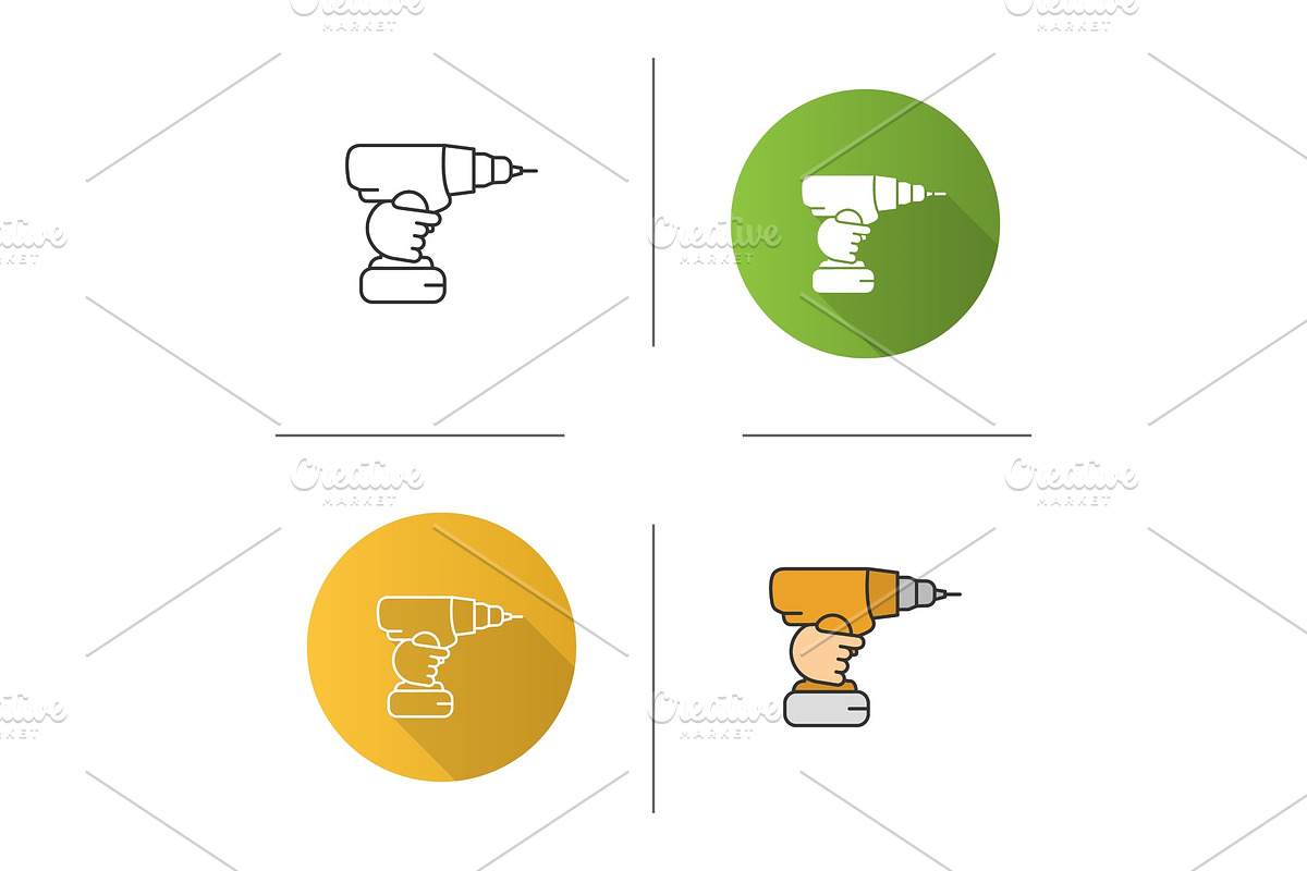 Hand holding cordless drill icon in Icons - product preview 8