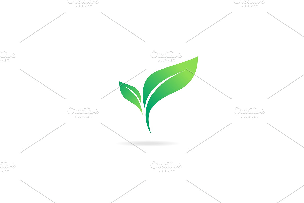 Green abstract leaf icon natural set in Illustrations - product preview 8