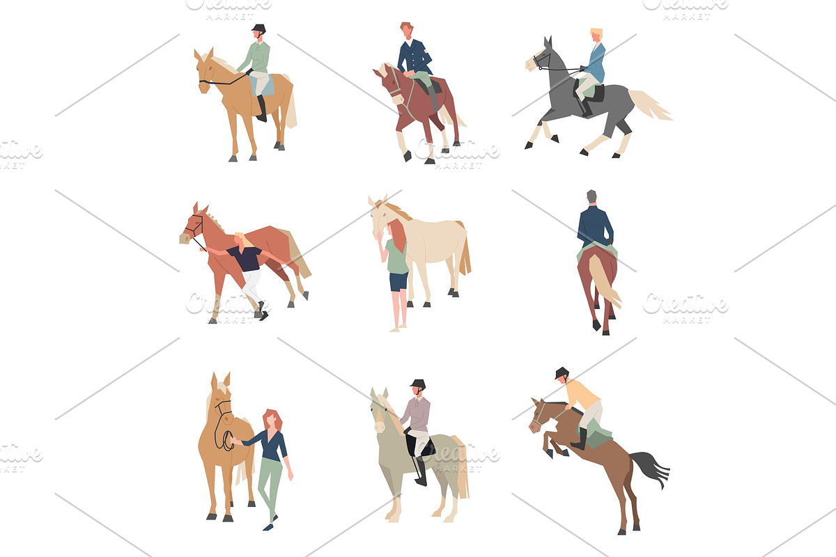 People on horseback. A rider on a in Illustrations - product preview 8