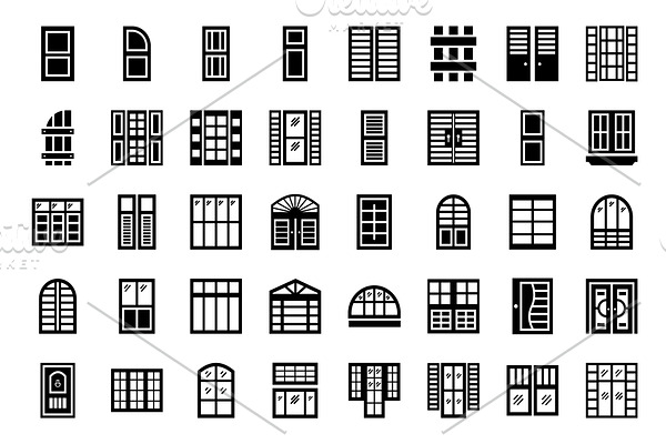 120 Plantation Shutters Vector Icons