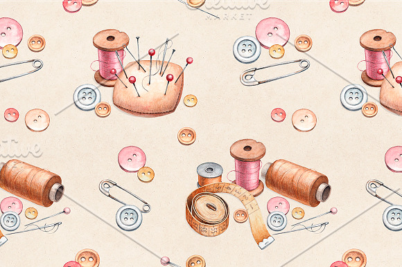 Hand drawn sewing tools in Illustrations - product preview 1