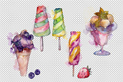 Watercolor colorful ice cream PNG 