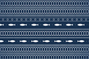 Blue and white dots and fish pattern