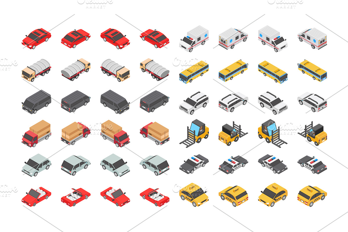 48 Transport Isometric Icons in Icons - product preview 8