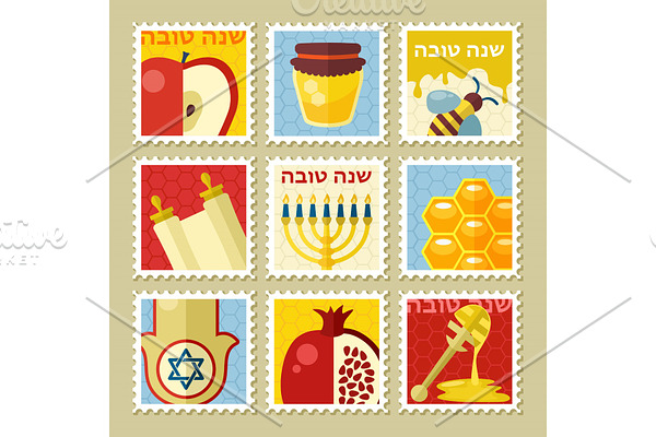 Rosh Hashanah stamp. Shana tova