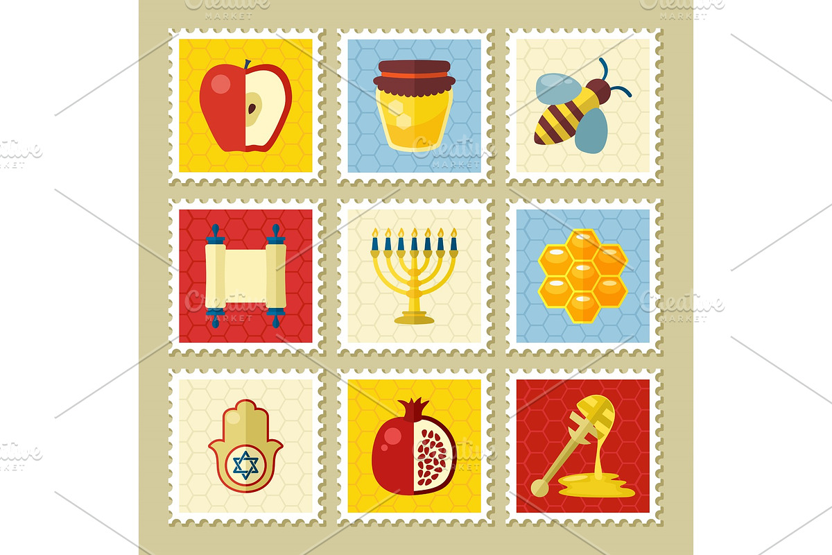Rosh Hashanah stamp. Shana tova in Objects - product preview 8