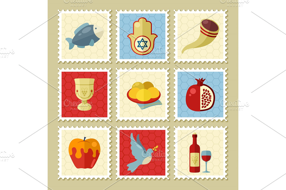Rosh Hashanah stamp. Shana tova in Objects - product preview 8