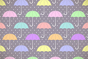 Pastel umbrellas in the rain pattern