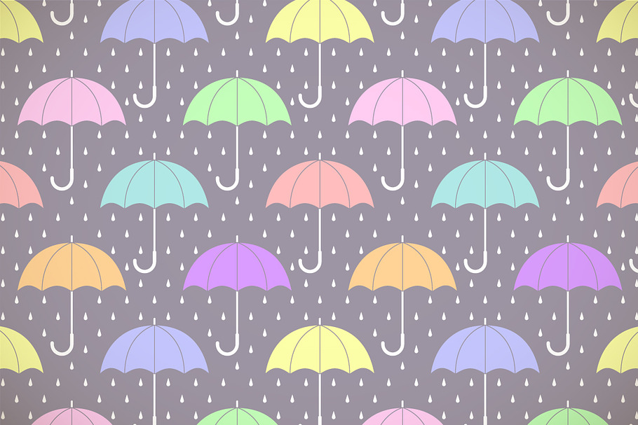 Pastel umbrellas in the rain pattern in Patterns - product preview 8