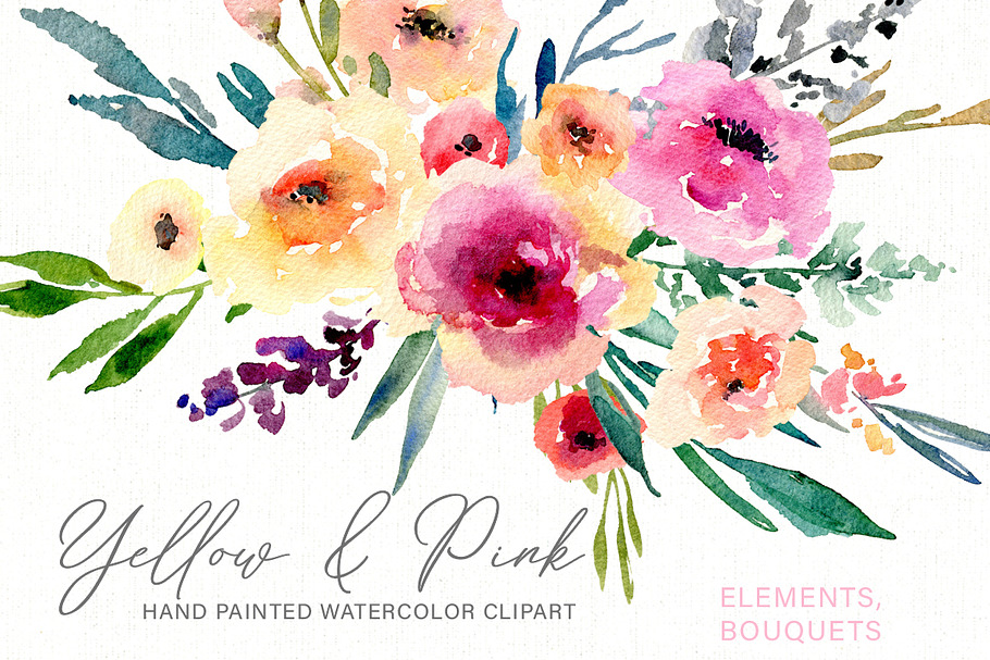 Watercolor Flowers Bouquets PNG in Illustrations - product preview 8