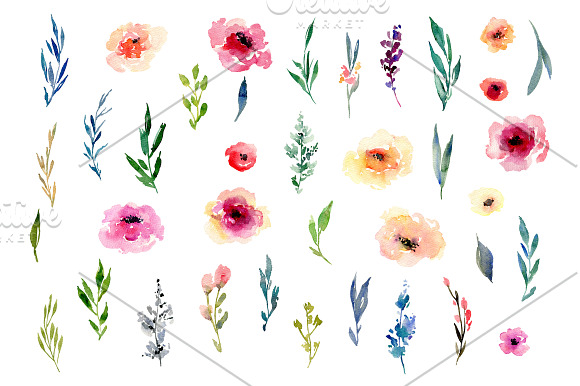 Watercolor Flowers Bouquets PNG in Illustrations - product preview 1