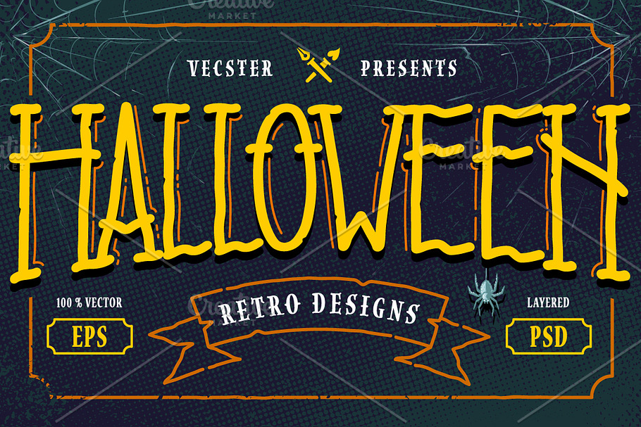 Halloween Retro Designs in Illustrations - product preview 8