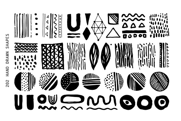 300+ Hand Drawn Shapes, Posters, Pat in Objects - product preview 1