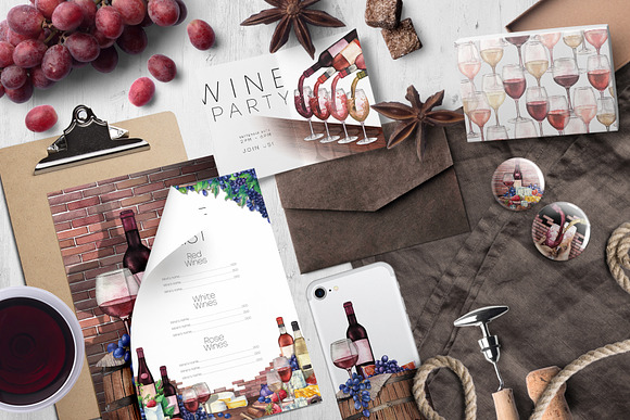 Watercolor Wine collection in Illustrations - product preview 1