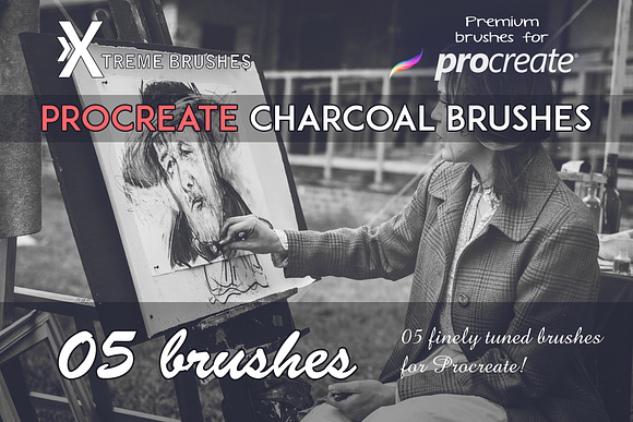 Procreate Charcoal Brushes in Photoshop Brushes - product preview 1