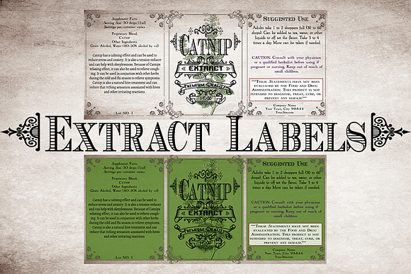 Catnip Vintage Labels in Stationery Templates - product preview 2