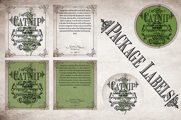 Catnip Vintage Labels in Stationery Templates - product preview 3