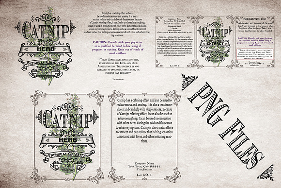 Catnip Vintage Labels in Stationery Templates - product preview 4
