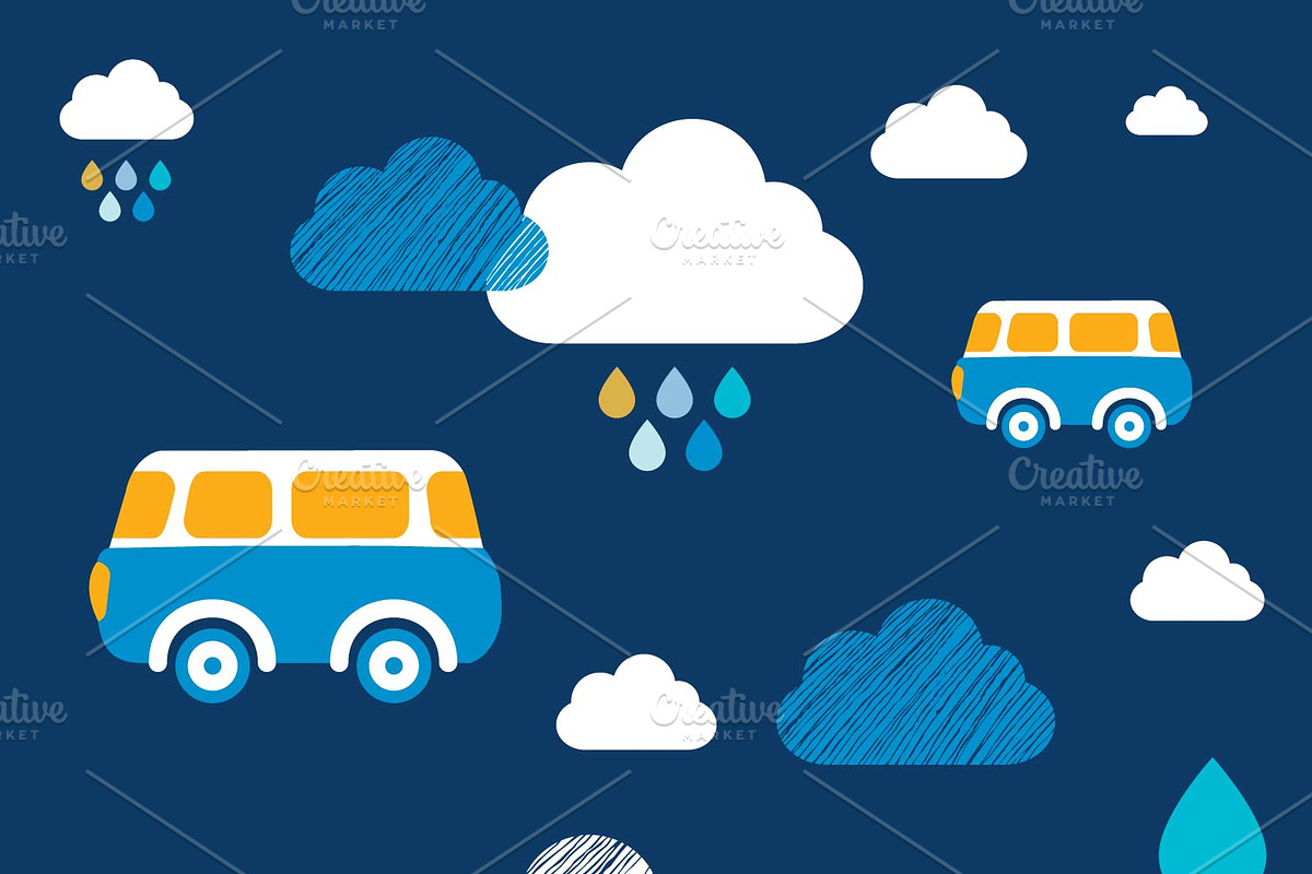 Bus. Kids wall paper pattern. in Illustrations - product preview 8