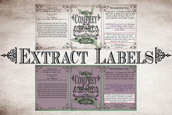 Comfrey Vintage Labels in Stationery Templates - product preview 2