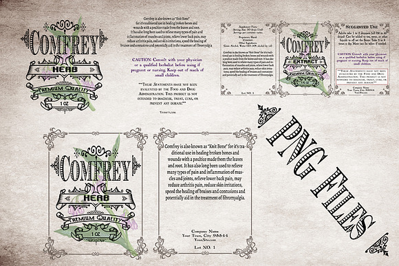 Comfrey Vintage Labels in Stationery Templates - product preview 4
