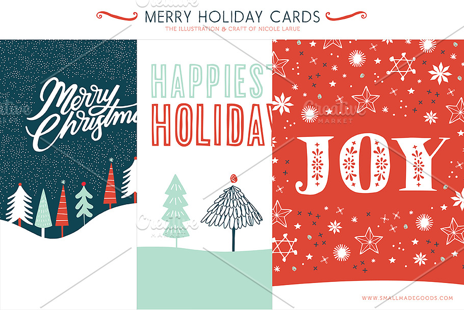 Merry Holiday Cards (3 Printable) in Illustrations - product preview 8