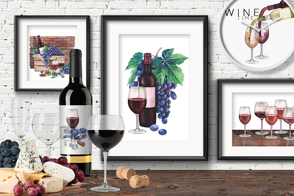 Watercolor Wine collection in Illustrations - product preview 2