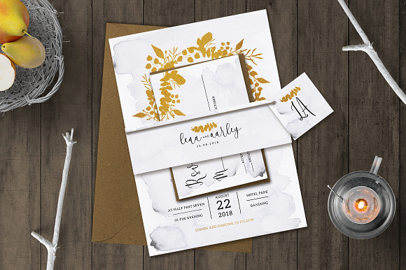 Golden Foliage Wedding Invitation in Wedding Templates - product preview 2