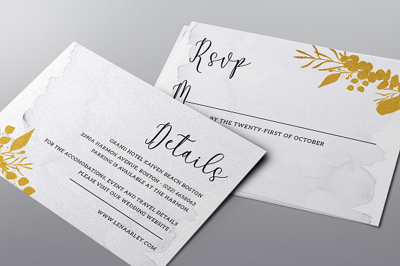 Golden Foliage Wedding Invitation in Wedding Templates - product preview 4