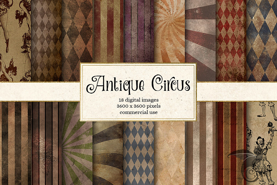 Antique Circus Digital Paper in Textures - product preview 8
