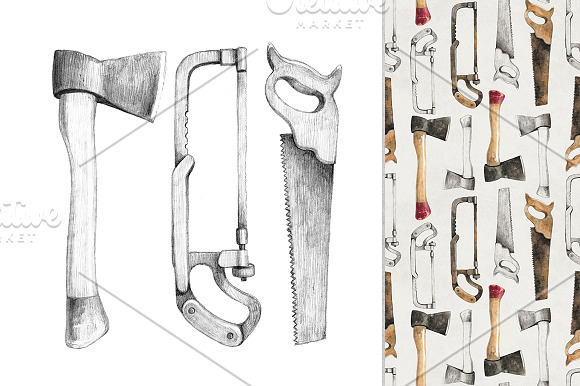 Old-fashioned lumberjack bundle in Illustrations - product preview 2