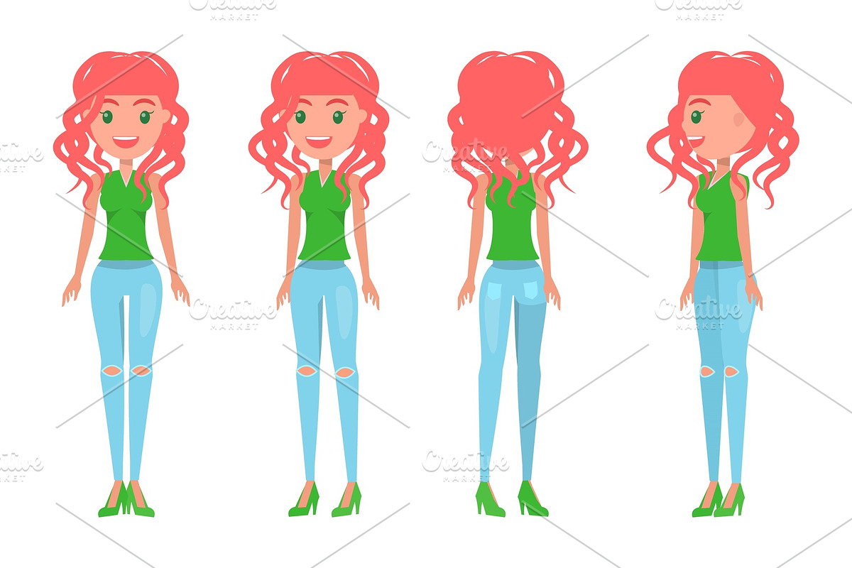 Redhead Girl in Feminine T-shirt and in Illustrations - product preview 8