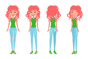 Redhead Girl in Feminine T-shirt and