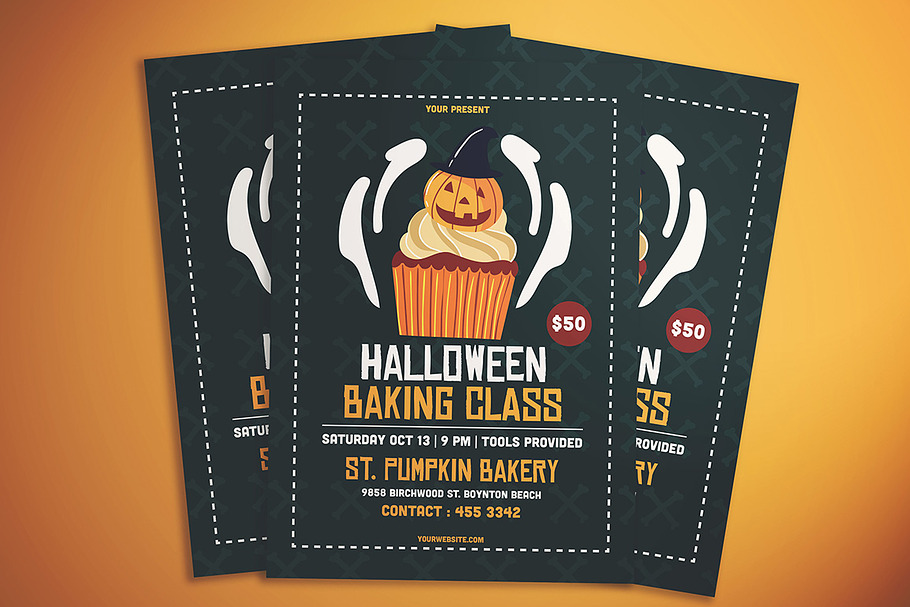 Halloween Baking Class Flyer in Flyer Templates - product preview 8