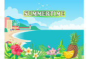 Summertime Poster Seashore Vector
