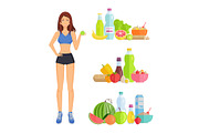 Weight Loss and Healthy Food Vector