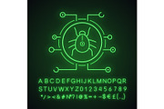 Digital virus neon light icon