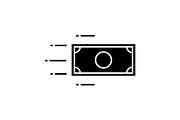 Flying dollar banknote glyph icon