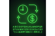 Time is money neon light icon